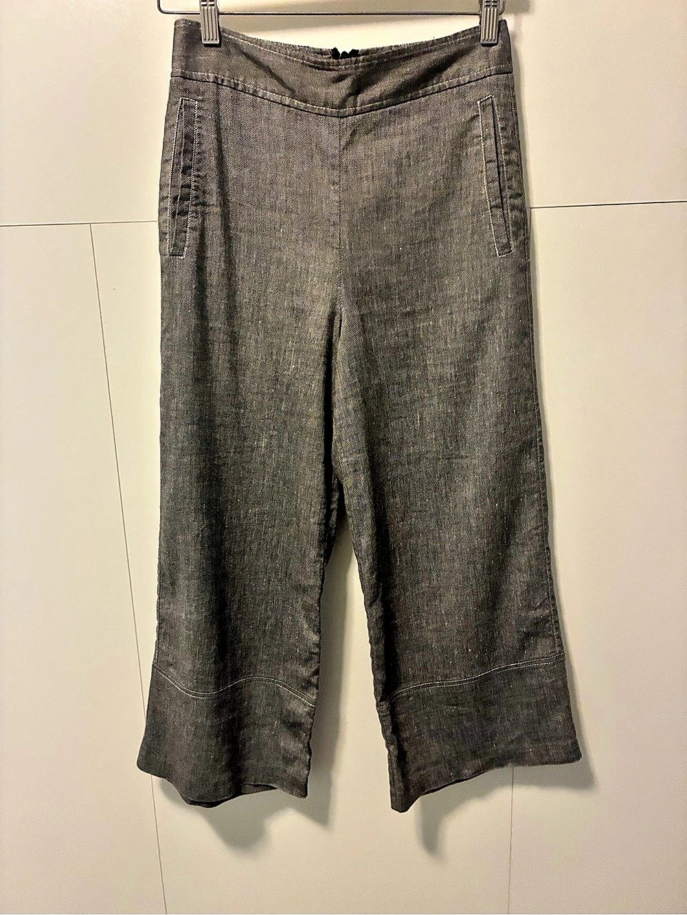 Topshop Cropped Twill Wide Leg Pant Gray